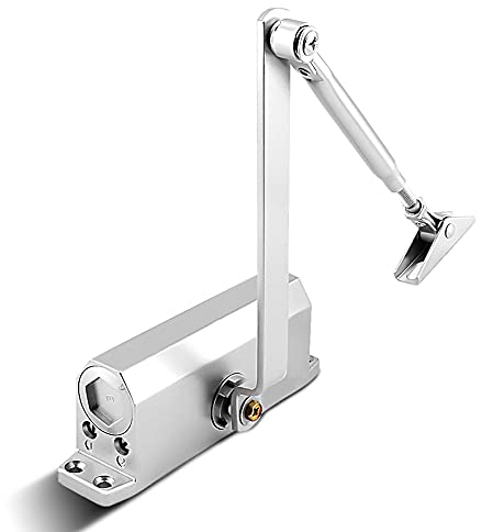 Door Closer, Automatic Door Closer Adjustable Overhead Door Closer Spring Buffer Door Closer, Commercial Grade or Home Use Suitable for Door Weight 45-65kg, Adjustable Closing/Latching Speed