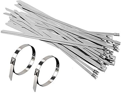 SyiXute 30 PCS Attaches de Câble en Acier Inoxydable,4.6 * 200mm Attache de Câble Métallique pour Maison Bureau Garage Atelier Serre Câbles Electrique Autobloquantes et Robustes