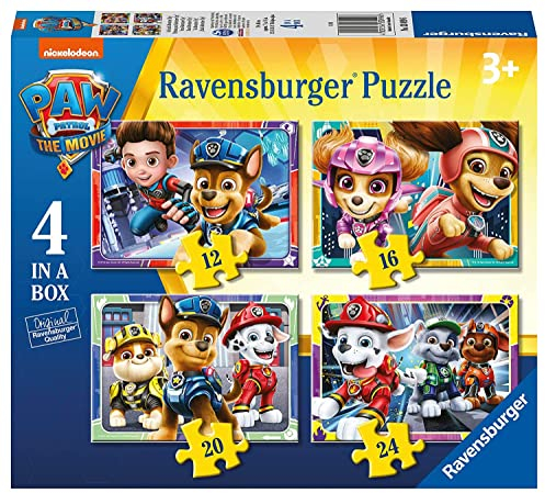Ravensburger Paw Patrol The Movie 4 in Box (12, 16, 20, 24 Pieces) Jigsaw Puzzles for Kids Age 3 Years Up