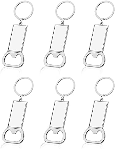 Sublimation Blanks Heat Transfer Keychain, 6pcs Photo Printed Keyrings Photo Blank Keyrings Bottle Openers for DIY Keychains Tags Crafting