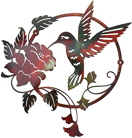 BESPORTBLE 3D Kolibri Vogel Wanddeko Metall Türschild Wandobjekt Vintage Wandskulptur Eisen Hängeschild Wandschmuck Fensterschmuck für Wohnzimmer Landhaus Haustür Shabby Chic Deko Anhänger