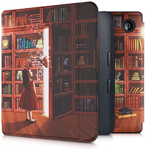 kwmobile Schutzhülle für Kobo Libra 2 Hülle - eReader Flip Case mit Auto Sleep Funktion - Magische Bibliothek mit Mehrfarbig