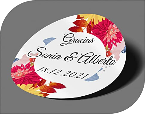 Personalisierbare Aufkleber für Hochzeit mit Namen und Datum, selbstklebende Etiketten für Einladungen, Hochzeit, Taufe, Verlobung, Kommunion, Geburtstag, Party, Vintage, Stempel (Modell 1)