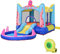 Outsunny Aufblasbare Hüpfburg mit Rutsche Springburg Spielburg Wasserpark für Kinder Trampolin aufblasbar Wasserrutsche Pool für 3-8 Jahre Oktopus-Muster Oxfordstoff 360 x 175 x 180 cm