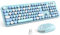 KNOWSQT Combo clavier et souris sans fil, bleu, 104 touches pleine taille 2,4 GHz, clavier coloré, récepteur USB, Plug and Play, pour Windows, Mac, PC, ordinateur portable, ordinateur portable