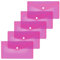 HERMA 20039 Dokumententaschen DIN lang transparent pink rosa, 5 Stück, kleine Sichttaschen Umschläge mit Druckknopf, Briefumschläge aus Plastik für Schule, Uni, Büro, Reise