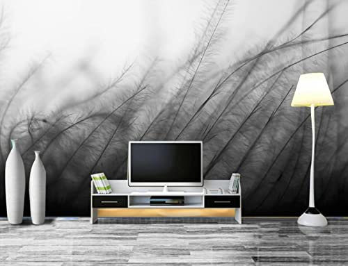 Papier Peint Panoramique Paysage Végétal Noir Et Blanc Papier Peint Intissé 3D Murale Tableaux Muraux Tapisserie Salon Chambre