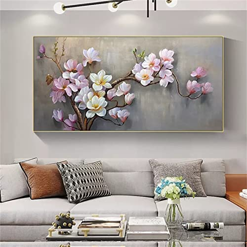 Sarah Duke 5D Diamond Painting XXL Bilder Set Vintage Blume Groß Diamant Malerei Stickerei Magnolie Vollbild Leinwandbilder Malerei Handarbeit für Erwachsene (120x60 cm)