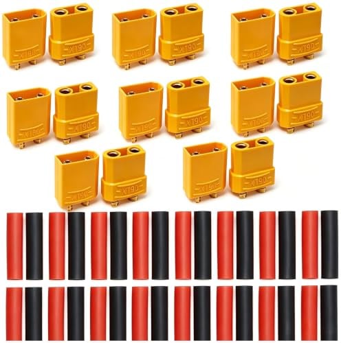 VISSQH 16 Pieces 8 Pairs XT-90 Plug, XT-90 Male Female Connector, XT-90 Battery Plugs for RC Lipo Battery Helicopter Quadcopter (8Pieces XT-90 Plug + 8Pieces XT-90 Socket)