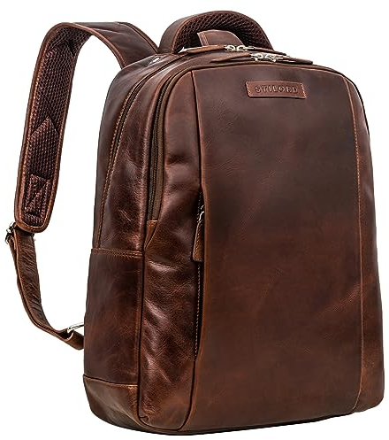 STILORD 'Ennio' Moderner Laptoprucksack 15.6 Zoll Echtleder für Herren und Damen Vintage Leder für Studenten, Büro und Reise Rucksack mit Laptopfach 13 Zoll, Farbe:sonora - cognac