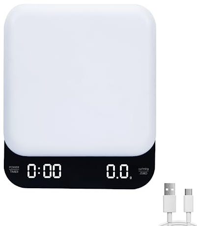 asxcaqcoffe Coffee Scales with Timer, 0.1 g/3 kg, Automatic and Manual Time Keeping Mode, Rechargeable, Auto Off for Barista