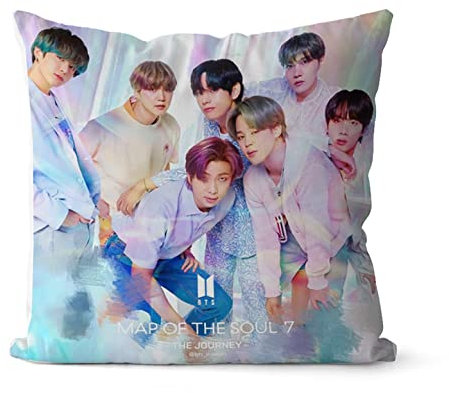 LOUJIN BTS Kpop Dekokissen, quadratisch, 45 x 45 cm, Füllung aus Baumwolle und Polyester, Plüsch, für den Innenbereich, dekorativer Akzent