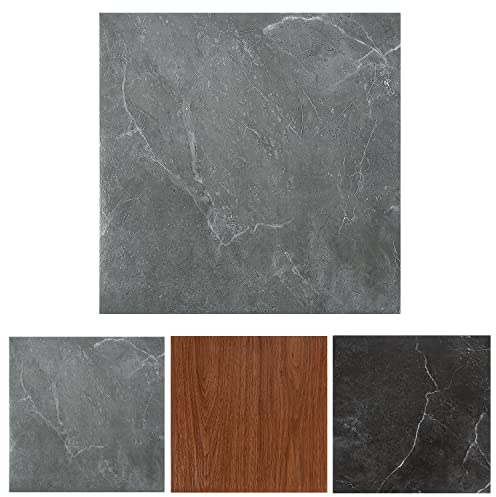 Herrselsam PVC Bodenbelag Selbstklebend, Vinylboden Wasserfest Rutschfest, Vinyl Laminat Rutschfeste Dekor-Dielen für Schlafzimmer Wohnzimmer Küche, 30cm x 30cm, 4 m² / 44 Fliesen - Grau Marmor