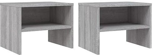 vidaXL Nachttisch 2 STK., Beistelltisch für Schlafzimmer, Nachtschrank mit viel Stauraum, Nachtkommode Nachtkonsole Nachtkästchen, Grau Sonoma Holzwerkstoff