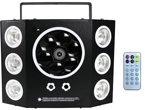Luci da festa, luci da discoteca, luci da DJ, luci stroboscopiche a LED 4 in 1 per lavaggio oculare a forma di ape ed effetto gobo con raggio verde rosso, DMX a 16 canali con suono attivato