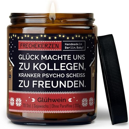 Lustige Duftkerze mit Spruch für Kollegen | Handgemacht aus Sojawachs | In Geschenkbox | Nachhaltiges freches Geschenk für Arbeitskollegen, Mitarbeiter Chef Kollegin |Glühwein