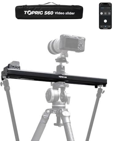 AC Toprig 60cm Motorisierter Kameraschlitten mit Bluetooth APP Steuerung, Zeitraffer & Videoaufnahme,Loop Modus, Geschwindigkeitsregler, 120° Panorama Shooting - Für Kamera, DSLR, GoPro, Smartphone