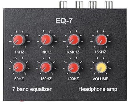 Yunseity Ecualizador de Audio para Automóvil de 7 Bandas, ± 12 DB, Ecualizador Gráfico Ajustable de 7 Bandas para Amplificador de Automóvil, Ecualizador de Sonido de Banda de Soporte de