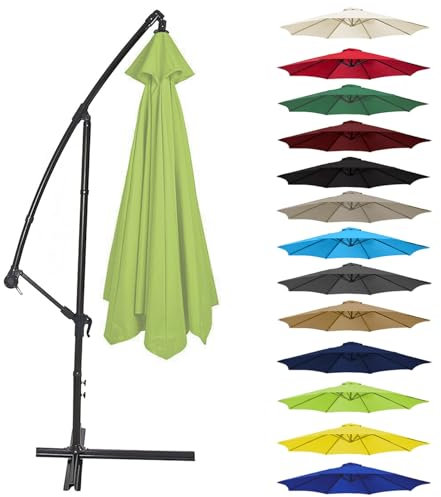 CMJYMX Auvent Parasol De Rechange 200CM 2.7M 300CM (6 Baleines/8 Baleines) Toile De Rechange Housse De Parapluie pour Terrasse/Jardin/Piscine Housse Déporté(Color:Grass Green,Size:6 Ribs-2.7m(8.8ft))