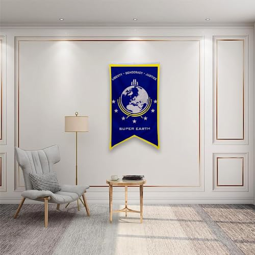 Yanbooch Super Earth Banner Flagge Poster Männerhöhle Schlafzimmer Home Office Party Dekor 76,2 x 127,7 cm Blau (A)