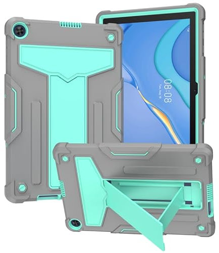 Funda para tablet Huawei MatePad T10 T10s de 10.1 pulgadas 2020, soporte integrado, resistente de 3 capas a prueba de golpes, funda protectora completa, gris menta