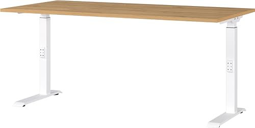 Germania Schreibtisch 7911-552, in Grandson-Eiche-Nb./Weiß, me. höheneinst., 160 x 91 x 80 cm (BxHxT)