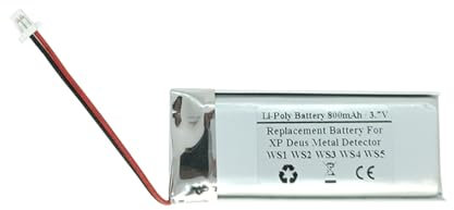 Batteria di ricambio da 800 mAh 3,7 V compatibile con XP Deus Metal Detector WS1 WS2 WS3 WS4 WS5, MI-4 Pinpointers, MI-6 Pinpointers, CP-XPWS