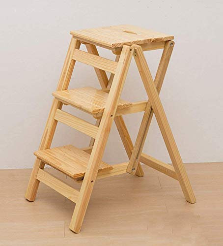 Generic Stuhl, Schritt Hocker Vollholz Leiter Mehrzweck Falten Haushaltsregal Aufzug Hocker/Walnuss/42,5 * 55,5 * 66Cm