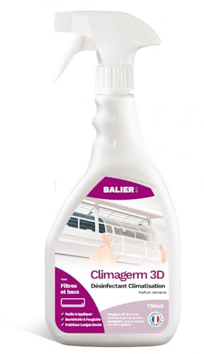 BALIER - CLIMAGERME 3D Désinfectant Climatisation Maison - Purifie l'Air, Élimine les Mauvaises Odeurs Entretien Complet des Filtres, Désodorisant maison, produit entretien climatisation - 750ML