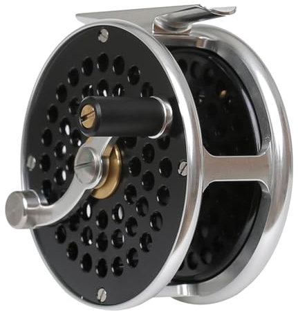 Klassische Angelrolle im Vintage-Stil, Rechts- und Linkshänder, Fliegenrolle (Schwarz, 3/4 Wt)