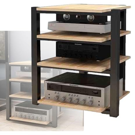 HiFi Rack, Audio-Video-Medienständer mit 4 Ablagen, Medienaufbewahrungsschrank für Entertainment-Stereokomponenten für Wohnzimmer, Gaming, Aufnahmestudio (natürlich)