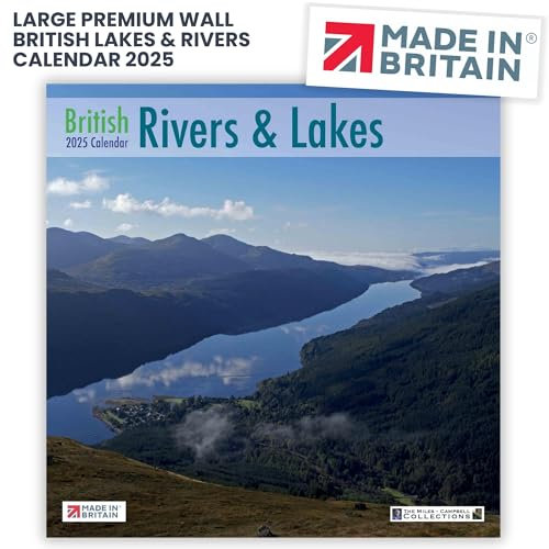 ALLTRADE Calendar 2025 British Rivers & Lakes Large Premium Wall 2025 Calendar UK Holidays MADE IN BRITAIN® with on FSC® Paper Photos by ARCHIE MILES Supports The Woodland Trust Tree Planting