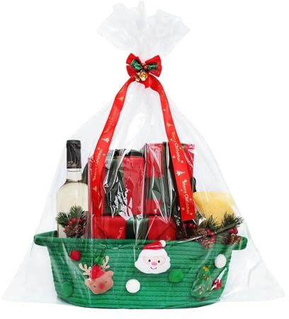 Geflochtener Korb für den Urlaub – festlicher Aufbewahrungskorb, Weihnachtsdekorationskorb | Baumwollseil-Weihnachtskorbgriffe, große Weihnachtsgeschenke-Aufbewahrungsbehälter für Süßigkeiten, Spielze