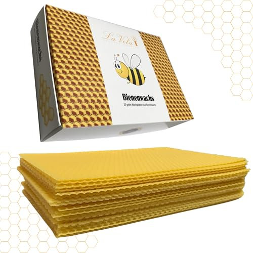 PRIXUS Reines Bienenwachs – Zertifiziert Varroazid-frei, 20 Mittelwände Normalmaß, Made in Germany (1 Kg).