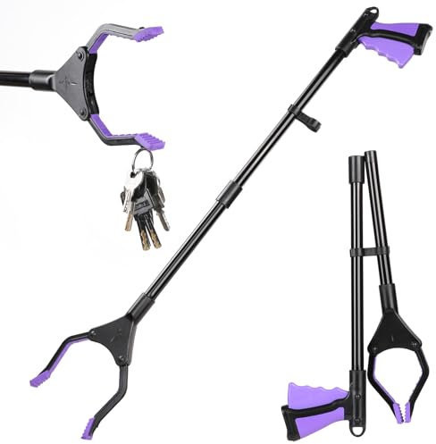 Reacher Grabber Tool with Magnetic Jaw Litter Picker Grabbers Extra Long Litter Pickers 360° Rotating Foldable Reaching Assist Tool for Elderly Disabled Trash Pick Up