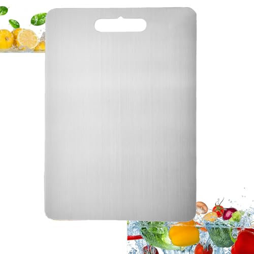 YKHSUAOU Planche a Decouper En Titane Planche a Decouper Inox planche titane cuisinePlanche Titane Cuisine Planche à Découper En Métal Idéale Pour Couper Viande, Légumes Et Fruits (1)