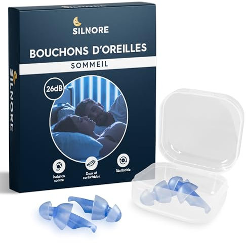 SILNORE – Bouchons d'Oreille pour Dormir, Réutilisable & Confortable - Bouchons d'Oreille Anti-Bruit et Anti-Ronflement | Isolation Sonore Optimale pour le Sommeil, le Voyage & la Concentration