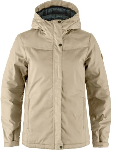 Fjällräven Stina Padded Freizeitjacke Winterjacke Damen beige beige | Wasserabweisendes G-1000® Gewebe mit PrimaLoft® Kunstfaserwattierung. Feste Kapuze. 2 Reißverschlusstaschen.