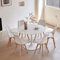 TTATC Mesa de Comedor con Juego de 6 Sillas, Mesa de Comedor Moderna Rectangular, 6 Sillas de Comedor con Patas de Madera de Haya, para Cocina, Sala, Comedor, Blanca