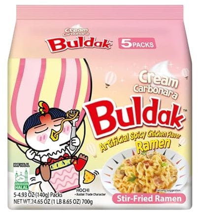Buldak Cream Carbonara Hot Chicken Flavor Ramen 5x140g Halal Noodles
