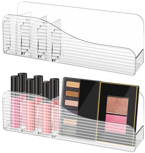 poeland Confezione da 2 organizer da parete per armadietto a specchio, bagno, camera da letto, porta trucchi in plastica con 4 scomparti per rossetti, pennelli da trucco