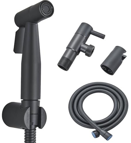 Bidet Handbrause Sprühkopf mit Handbrause Schlauch und Halter Bidet Dusche für Standard G1/2 Anschluss für Reinigung von Toiletten,Schwarz Bidet Handbrause Set