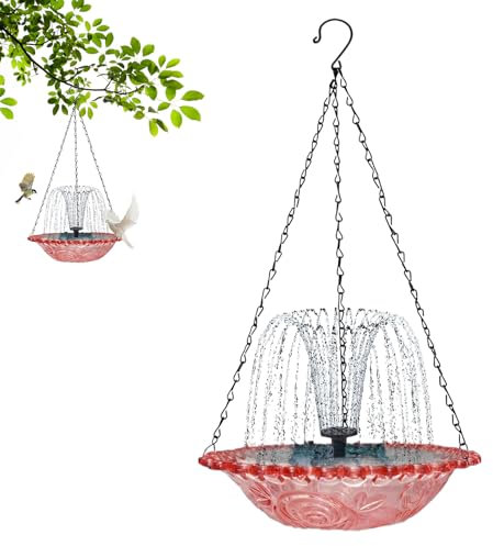 Bains d'oiseaux pour Extérieur,Fontaine Solaire pour Oiseaux | Abreuvoir Suspendu pour Colibris Décoration Jardin Balcon Terrasse Extérieur