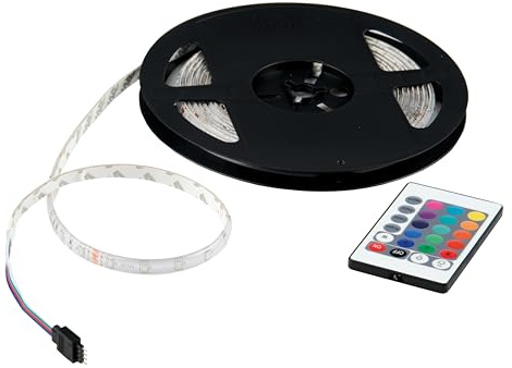 GRUNDIG Flexibler LED Strip 3 Meter - Lichtband mit 16 Farben und Fernbedienung - Selbstklebender LED-Streifen Dimmbar für Dekorative Beleuchtung