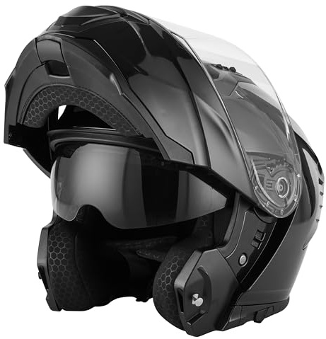 JDC Casco da Moto Integrale Ribaltabile Modulare Anteriore - Doppia Visiera Retrattile ECE 22.06 - LYNX