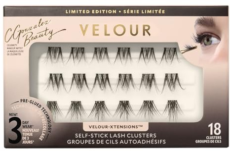 Velour CGonzalez Beauty Self Stick Lash Cluster Self-Adhesive Eyelashes 18 Eyelash Clusters