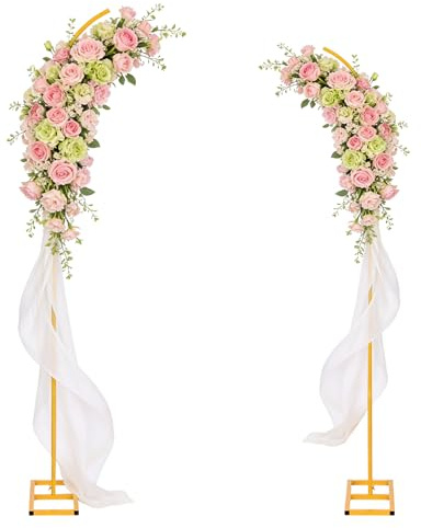 Supporto per arco di palloncini in metallo, set di supporto per sfondo per matrimonio, semicircolare dorato, adatto per compleanni, matrimoni, battesimi e tutti i tipi di celebrazioni (190 cm e 230 cm