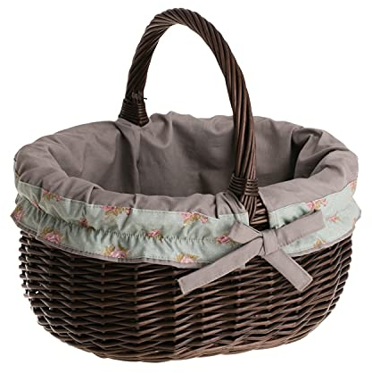 e-wicker24 Alles aus Weide Einkaufskorb Weide Geflochtener Korb mit Henkel Aufbewahrungskorb Leicht Picknickkorb Geschenkkorb Leer Vintage Korb Aufbewahrung Geflochten (Dunkelbraun, 1)