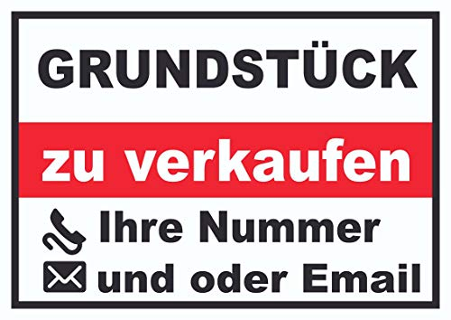 HB-Druck Grundstück Verkaufsschild Schild A4 Rückseite selbstklebend