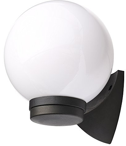 LITECRAFT Lancaster Wall Light Outdoor Fitting with White Globe Shade - Black